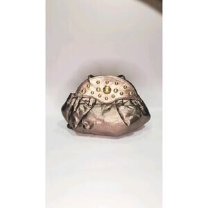 Vintage Gold Genuine Leather Jewel Accent Slim Hobo Crossbody Shoulder Bag Purse